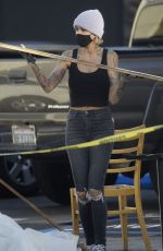 TINA LOUISEStains Wood Panels at Her New Vegan Sugar Taco in Los Angeles 01/29/2021