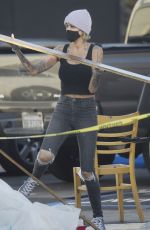 TINA LOUISEStains Wood Panels at Her New Vegan Sugar Taco in Los Angeles 01/29/2021
