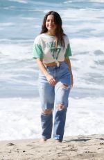 ADDISON RAE at a Photoshoot on the Beach in Malibu 02/04/2021