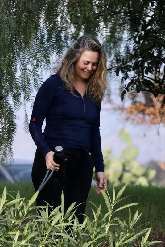 ALICIA SILVERSTON Out Hikinig with Her Dog in Los Angeles 02/01/2021