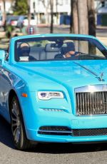 AMBER ROSE and Alexander Edwards Out in Their New Baby Blue Convertible Rolls-Royce in Beverly Hills 02/05/2021