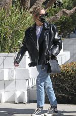ASHLEY BENSON Out with Her Dog in Los Angeles 02/05/2021