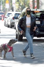 ASHLEY BENSON Out with Her Dog in Los Angeles 02/05/2021