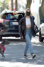 ASHLEY BENSON Out with Her Dog in Los Angeles 02/05/2021