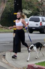 AVA PHILLIPPE Out Jogging with Her Dog in Los Angeles 02/09/2021