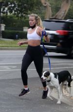 AVA PHILLIPPE Out Jogging with Her Dog in Los Angeles 02/09/2021