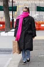 BELLA HADID in a Prada Coat Out for Lunch in New York 02/13/2021