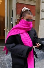 BELLA HADID in a Prada Coat Out for Lunch in New York 02/13/2021