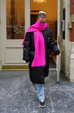 BELLA HADID in a Prada Coat Out for Lunch in New York 02/13/2021