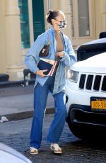BELLA HADID in Double Denim Out in New York 02/25/2021