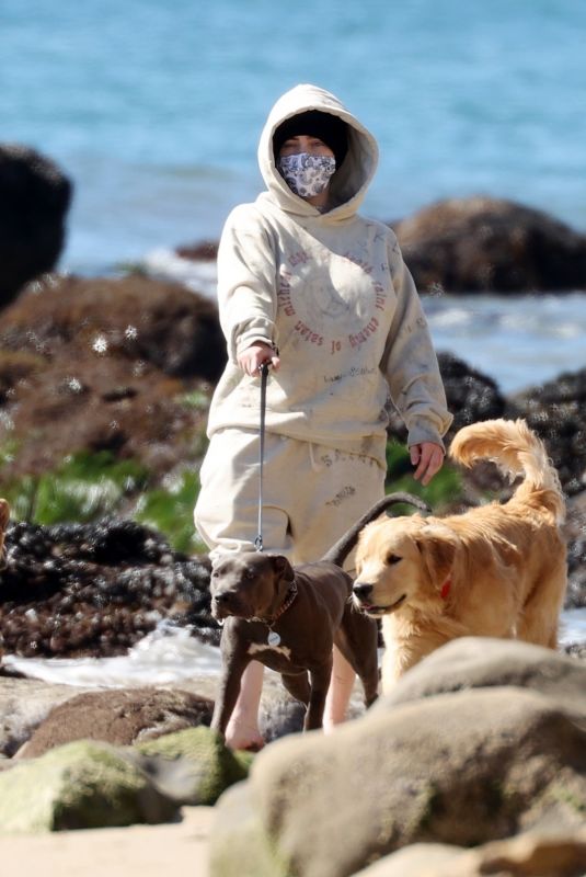 BILLIE EILISH Out with her Dog at a Beach in Malibu 02/21/2021