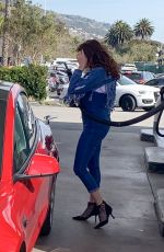 BLANCA BLANCO at a Gas Station Try to Fuel Her Tesla Car in Malibu 02/14/2021