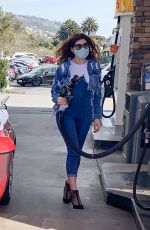 BLANCA BLANCO at a Gas Station Try to Fuel Her Tesla Car in Malibu 02/14/2021
