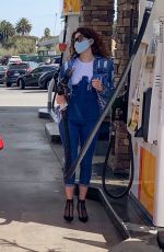 BLANCA BLANCO at a Gas Station Try to Fuel Her Tesla Car in Malibu 02/14/2021