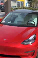 BLANCA BLANCO at a Gas Station Try to Fuel Her Tesla Car in Malibu 02/14/2021