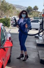 BLANCA BLANCO at a Gas Station Try to Fuel Her Tesla Car in Malibu 02/14/2021