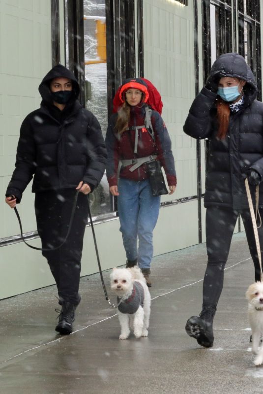 CAMILA MENDES and MADELAINE PETSCH Out with Their Dogs in Vancouver 02/13/2021