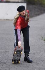 CAPRICE BOURET Practising Her Skateboarding Skills Out in London 02/23/2021