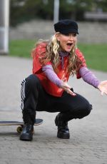 CAPRICE BOURET Practising Her Skateboarding Skills Out in London 02/23/2021