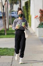 CARA SANTNA Out for Drinks from Cha Cha Matcha in West Hollywood 02/01/2021