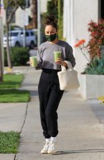 CARA SANTNA Out for Drinks from Cha Cha Matcha in West Hollywood 02/01/2021