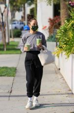 CARA SANTNA Out for Drinks from Cha Cha Matcha in West Hollywood 02/01/2021