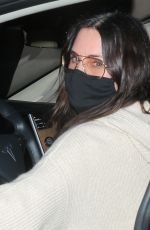 COURTENEY COX Hops in the Car Leaving Dinner in Santa Monica 02/04/2021