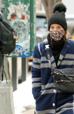DIANNA AGRON Wearing a Leopard Print Mask Out in New York 02/10/2021