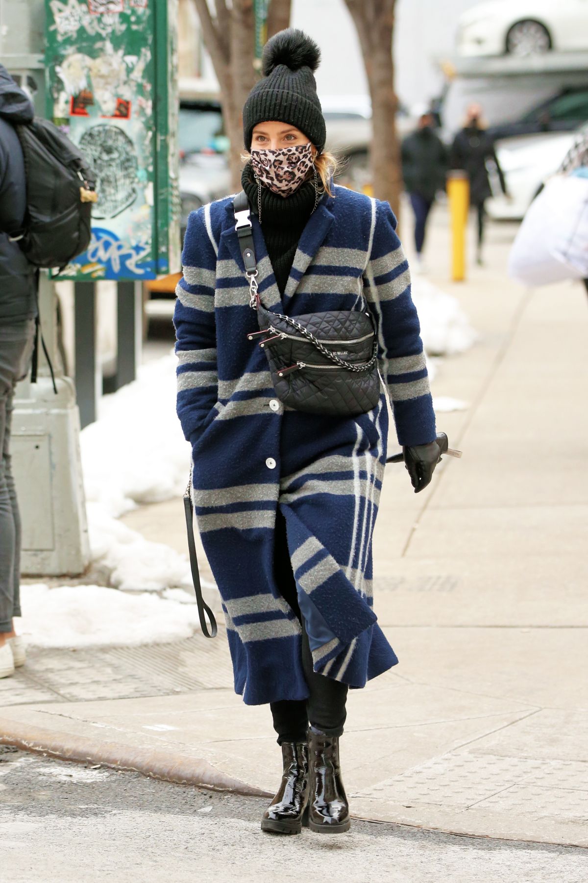DIANNA AGRON Wearing a Leopard Print Mask Out in New York 02/10/2021 ...