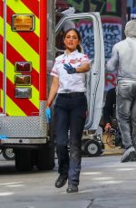 EIZA GONZALEZ and Jake Gyllenhaal on the Set of Ambulance in Los Angeles 02/03/2021