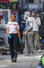 EIZA GONZALEZ and Jake Gyllenhaal on the Set of Ambulance in Los Angeles 02/03/2021