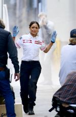 EIZA GONZALEZ on the Set of Ambulance in Los Angeles 02/03/2021