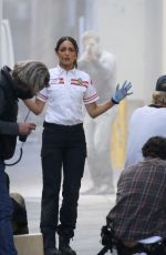 EIZA GONZALEZ on the Set of Ambulance in Los Angeles 02/03/2021
