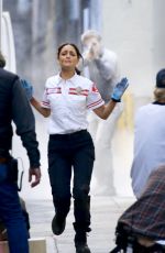 EIZA GONZALEZ on the Set of Ambulance in Los Angeles 02/03/2021