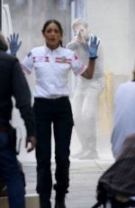 EIZA GONZALEZ on the Set of Ambulance in Los Angeles 02/03/2021