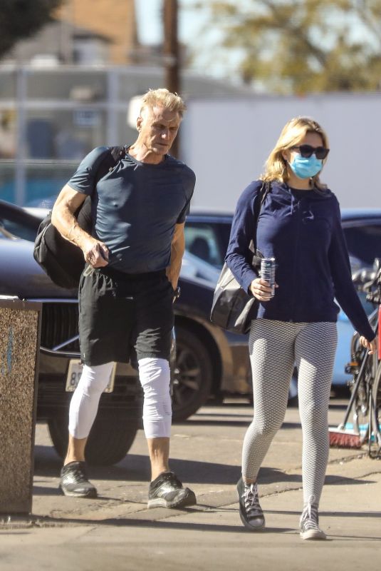 EMMA KROKDAL and Dolph LundgrenLeaves a Gym in Venice 02/23/2021
