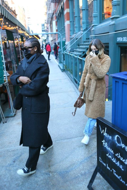 HAILEY BIEBER and JUSTINE SKYE Out in New York 02/21/2021