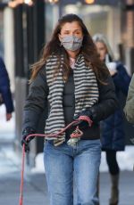 HELENA CHRISTENSEN Out with Her Dog in New York 02/04/2020