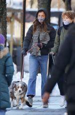HELENA CHRISTENSEN Out with Her Dog in New York 02/04/2020