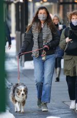 HELENA CHRISTENSEN Out with Her Dog in New York 02/04/2020
