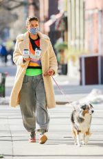 HELENA CHRISTENSEN Out with Her Dog in New York 02/20/2021