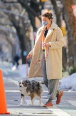HELENA CHRISTENSEN Out with Her Dog in New York 02/20/2021