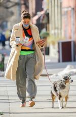 HELENA CHRISTENSEN Out with Her Dog in New York 02/20/2021