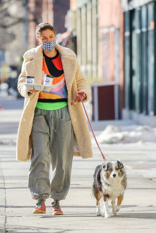 HELENA CHRISTENSEN Out with Her Dog in New York 02/20/2021