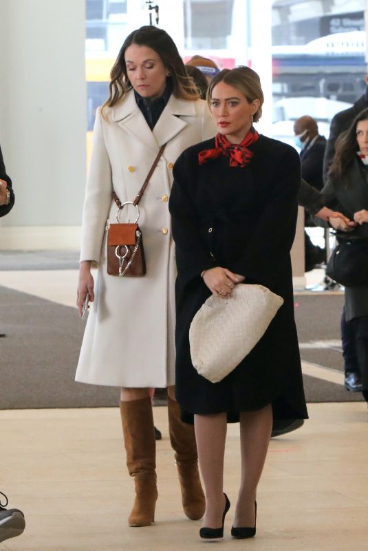 HILARY DUFF and SUTTON FOSTER on the Set of Younger in New York 02/08/2021