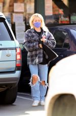 HOLLY MADISON in Ripped Denim at Starbucks in Los Angeles 02/04/2021