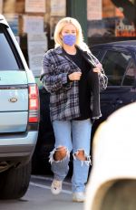 HOLLY MADISON in Ripped Denim at Starbucks in Los Angeles 02/04/2021