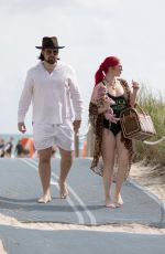 HUNTER in Swimsuit and Denny Strickland on the Beach in Miami 02/02/201
