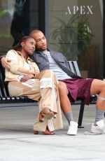 ISSA RAE and Kendrick Sampson on the Set of Insecure in Los Angeles 02/10/2021