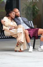ISSA RAE and Kendrick Sampson on the Set of Insecure in Los Angeles 02/10/2021